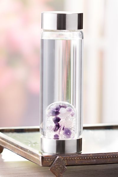 gem water by vitajuwel wellness crystal water bottle with quartz