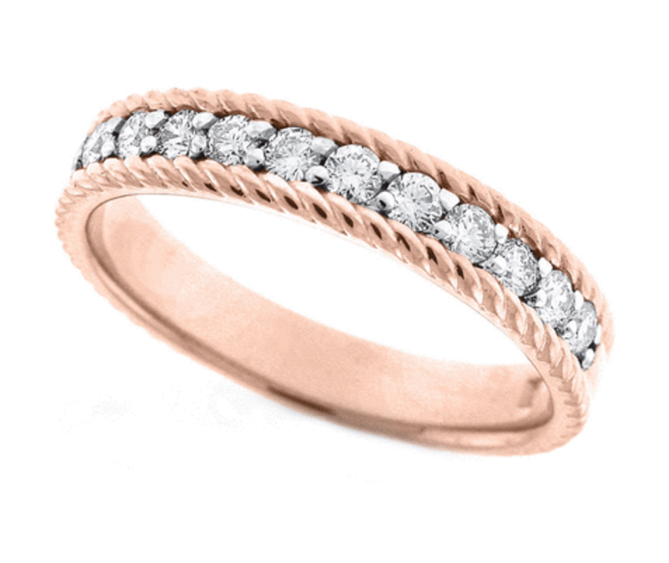 KC Designs Rose Gold Roped Band with Diamonds