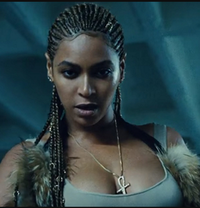 Beyonce wearing a Diamond Ankh Necklace in her Lemonade music video